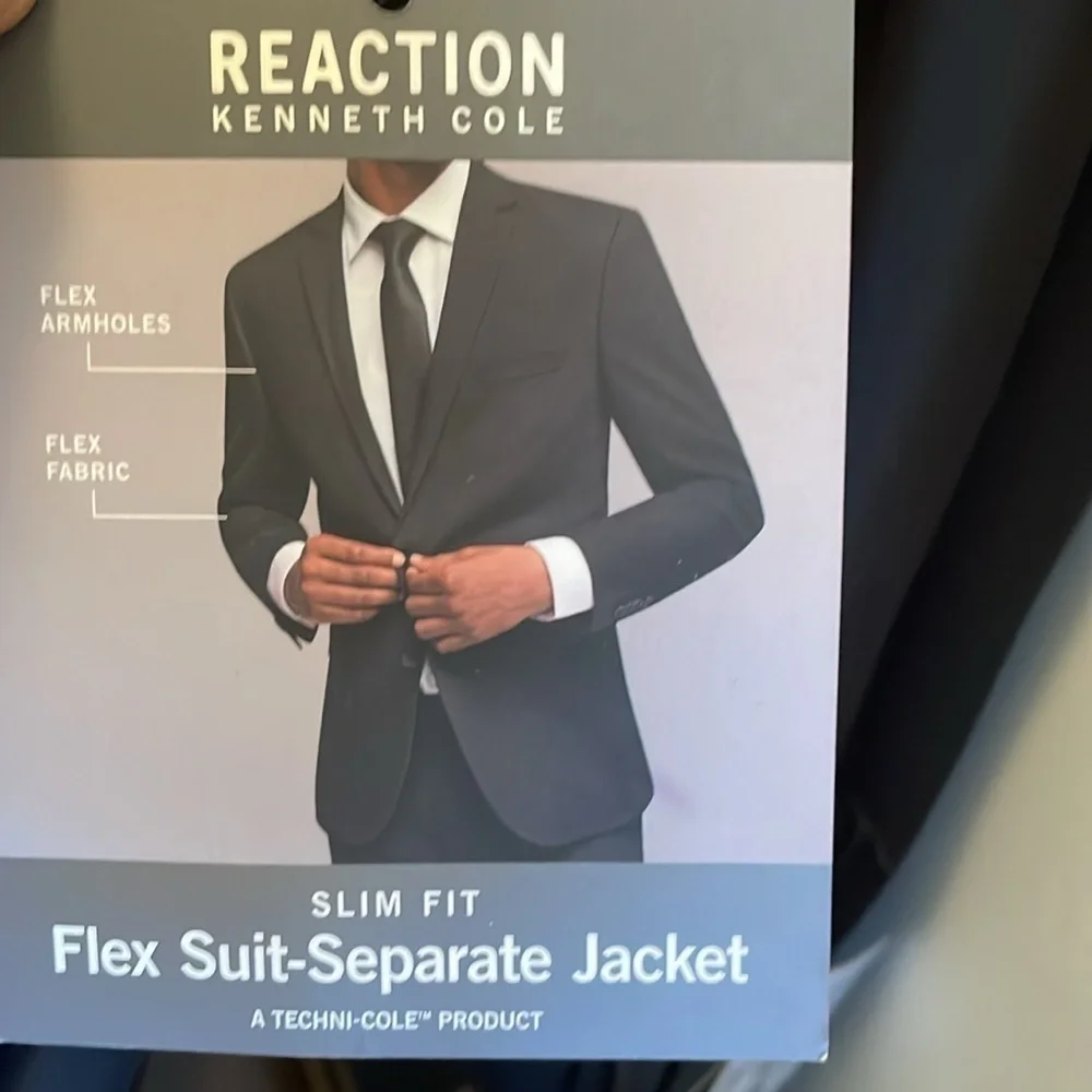 Kenneth Cole Reaction Mens Slim Fit Flex Techni-Cole 2-Piece Suit Jacket Pants - Picture 10 of 16